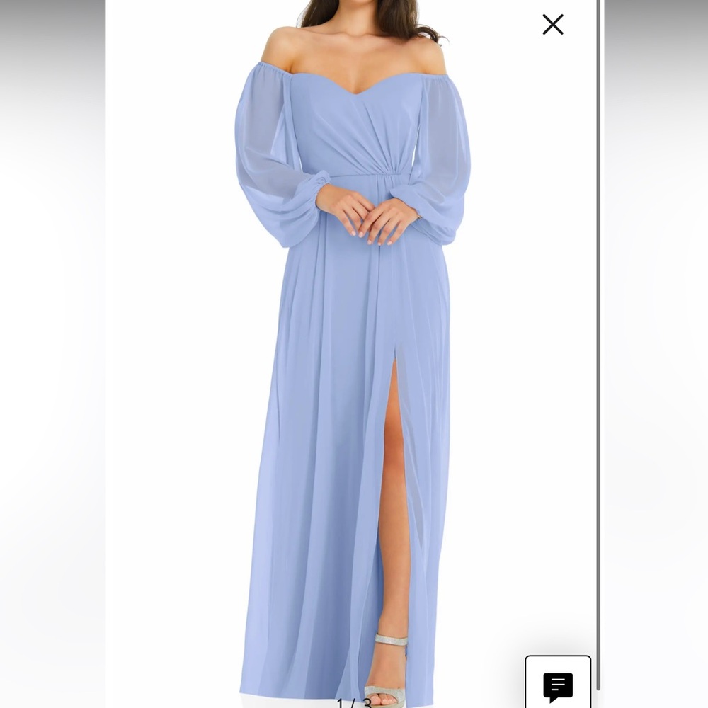 Convertible neck long sleeve chiffon gown